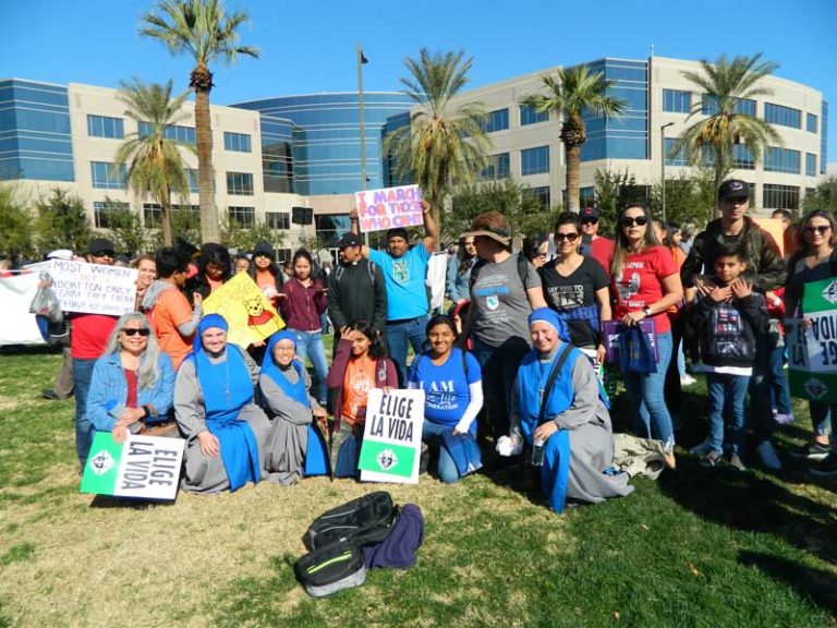 Mother Natividad (far right) with youth at a pro-life event in Phoenix.