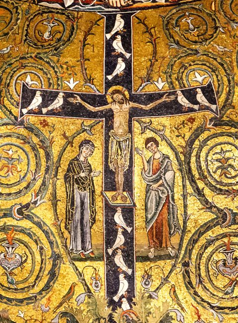 12th Century Mosaic in the apse of the Basilica of San Clemente, Rome